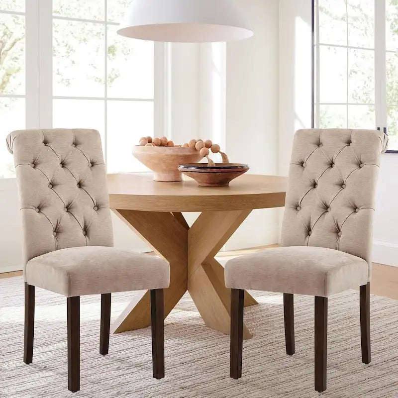 Chaises de salle à manger Tufted Parsons, chaises de cuisine rembourrées en tissu avec siège rembourré (lot de 2) - lot de 2