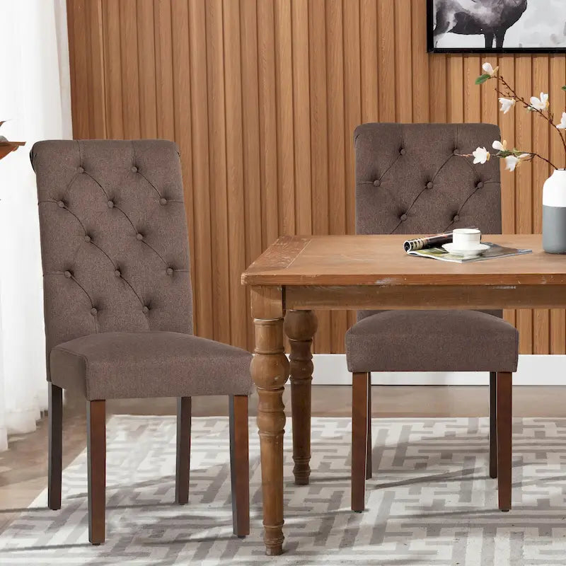 Chaises de salle à manger Tufted Parsons, chaises de cuisine rembourrées en tissu avec siège rembourré (lot de 2) - lot de 2