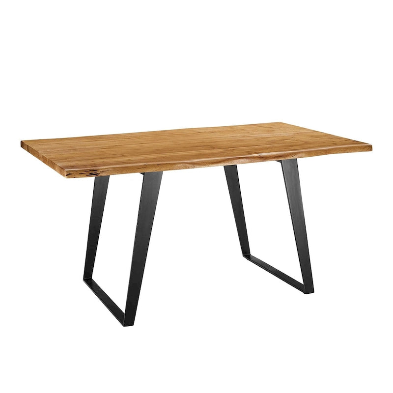Table à manger Viggo 60 en bois d'acacia massif bord naturel - Noir naturel