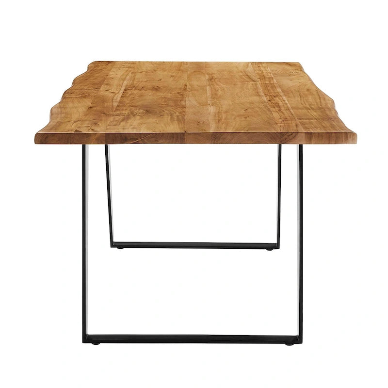 Table à manger Viggo 60 en bois d'acacia massif bord naturel - Noir naturel