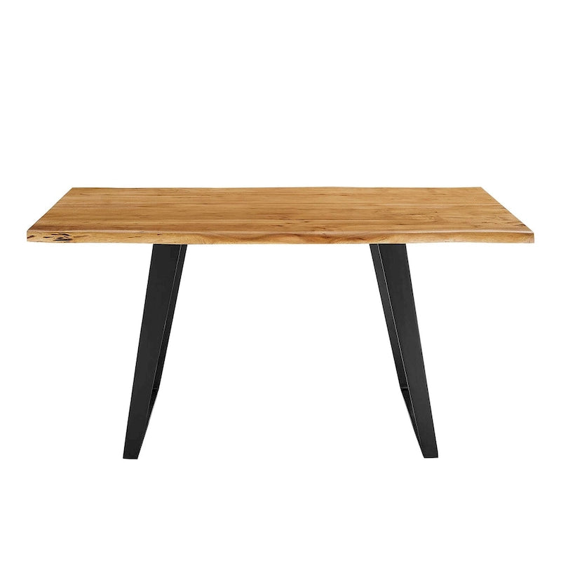 Table à manger Viggo 60 en bois d'acacia massif bord naturel - Noir naturel