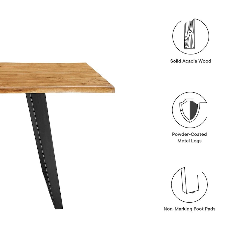 Table à manger Viggo 60 en bois d'acacia massif bord naturel - Noir naturel