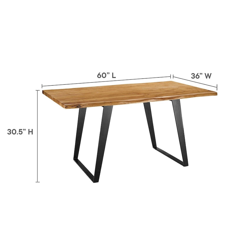 Table à manger Viggo 60 en bois d'acacia massif bord naturel - Noir naturel