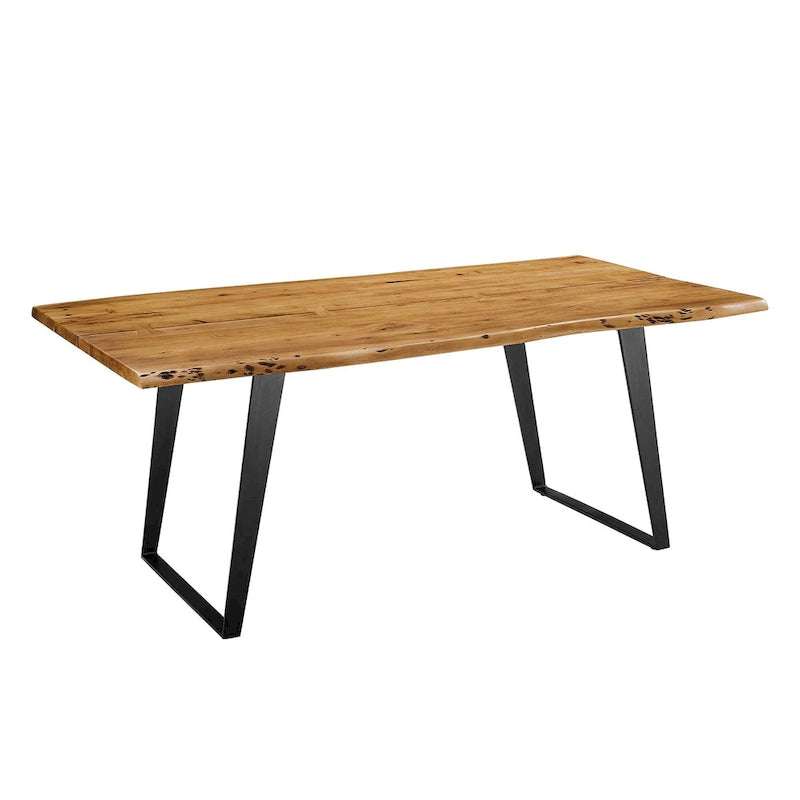 Table à manger Viggo 60 en bois d'acacia massif bord naturel - Noir naturel