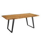 Table à manger Viggo 60 en bois d'acacia massif bord naturel - Noir naturel