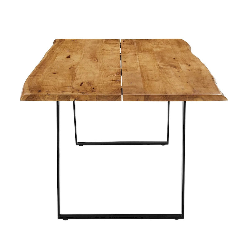 Table à manger Viggo 60 en bois d'acacia massif bord naturel - Noir naturel