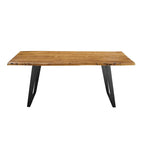 Table à manger Viggo 60 en bois d'acacia massif bord naturel - Noir naturel