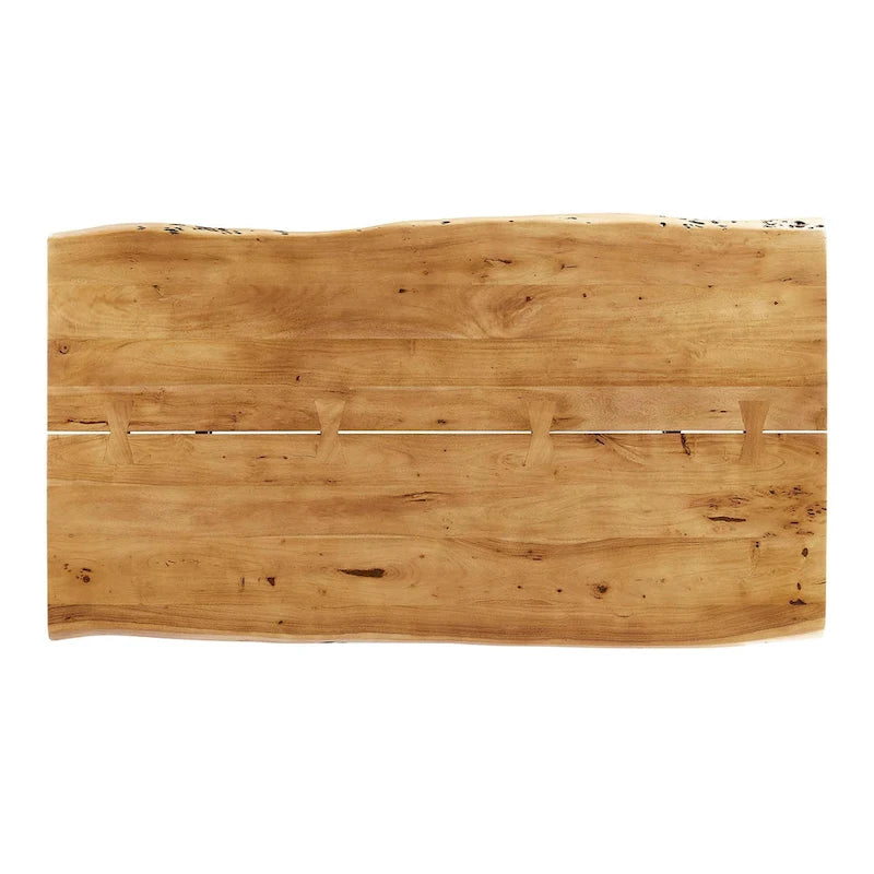 Table à manger Viggo 60 en bois d'acacia massif bord naturel - Noir naturel
