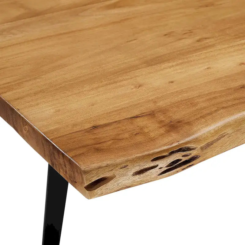 Table à manger Viggo 60 en bois d'acacia massif bord naturel - Noir naturel