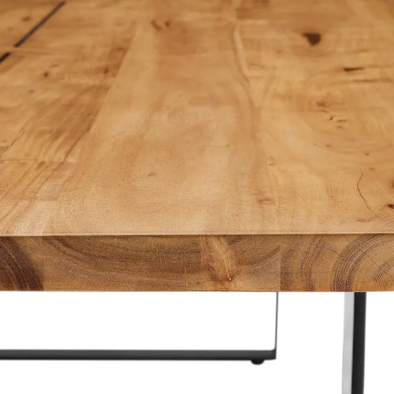 Table à manger Viggo 60 en bois d'acacia massif bord naturel - Noir naturel