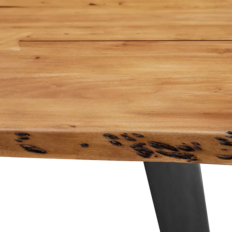 Table à manger Viggo 60 en bois d'acacia massif bord naturel - Noir naturel
