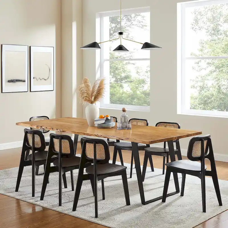 Table à manger Viggo 60 en bois d'acacia massif bord naturel - Noir naturel