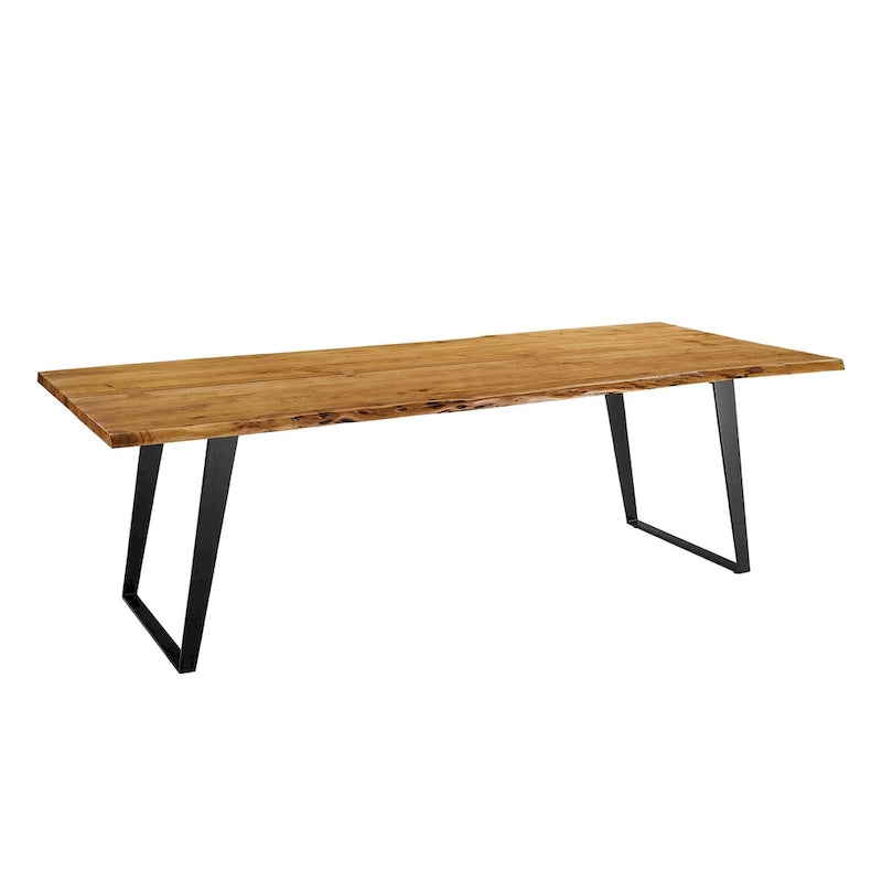 Table à manger Viggo 60 en bois d'acacia massif bord naturel - Noir naturel