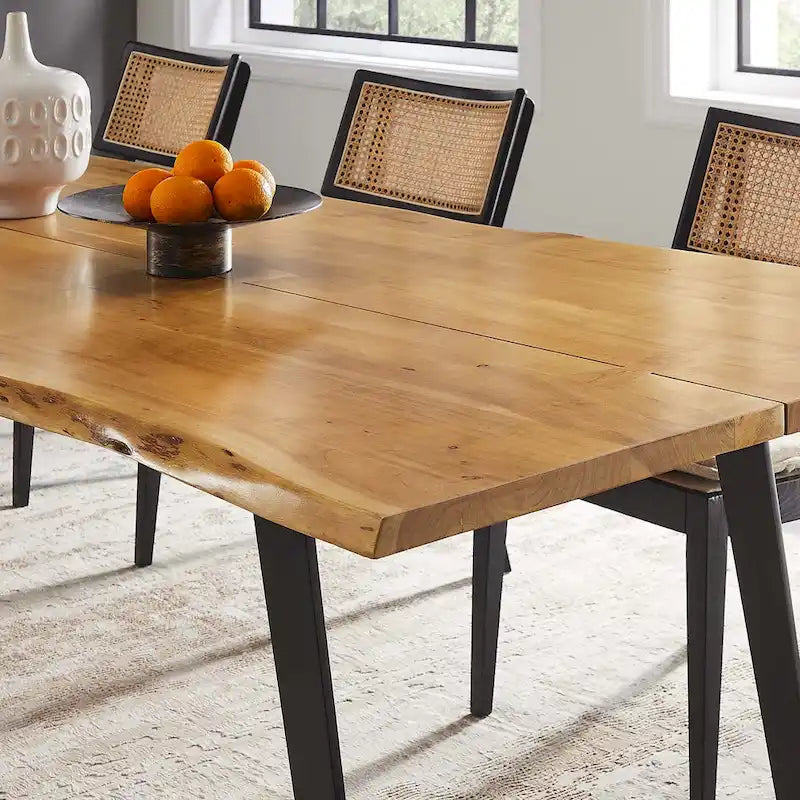 Table à manger Viggo 60 en bois d'acacia massif bord naturel - Noir naturel
