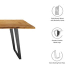 Table à manger Viggo 60 en bois d'acacia massif bord naturel - Noir naturel