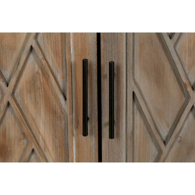 Madia in Legno a 4 Ante con Tessitura Spigata, Mobiletto Vintage American Country