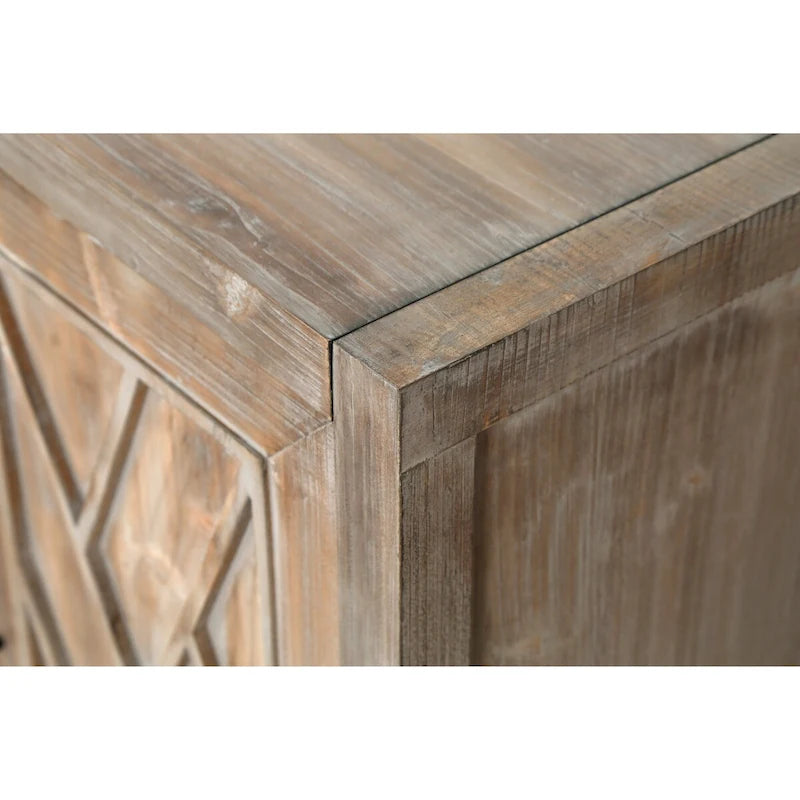 Madia in Legno a 4 Ante con Tessitura Spigata, Mobiletto Vintage American Country
