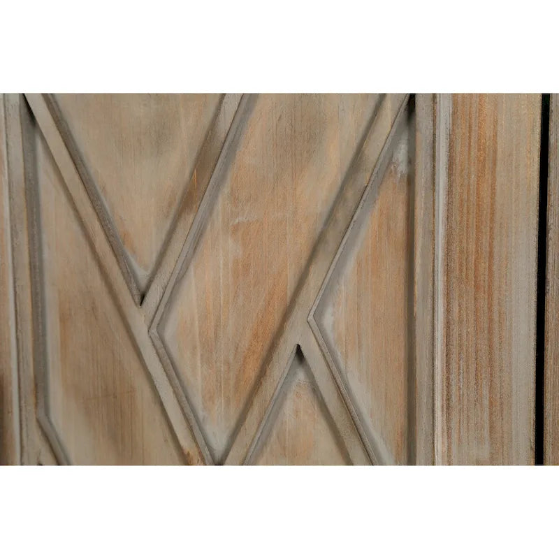 Madia in Legno a 4 Ante con Tessitura Spigata, Mobiletto Vintage American Country