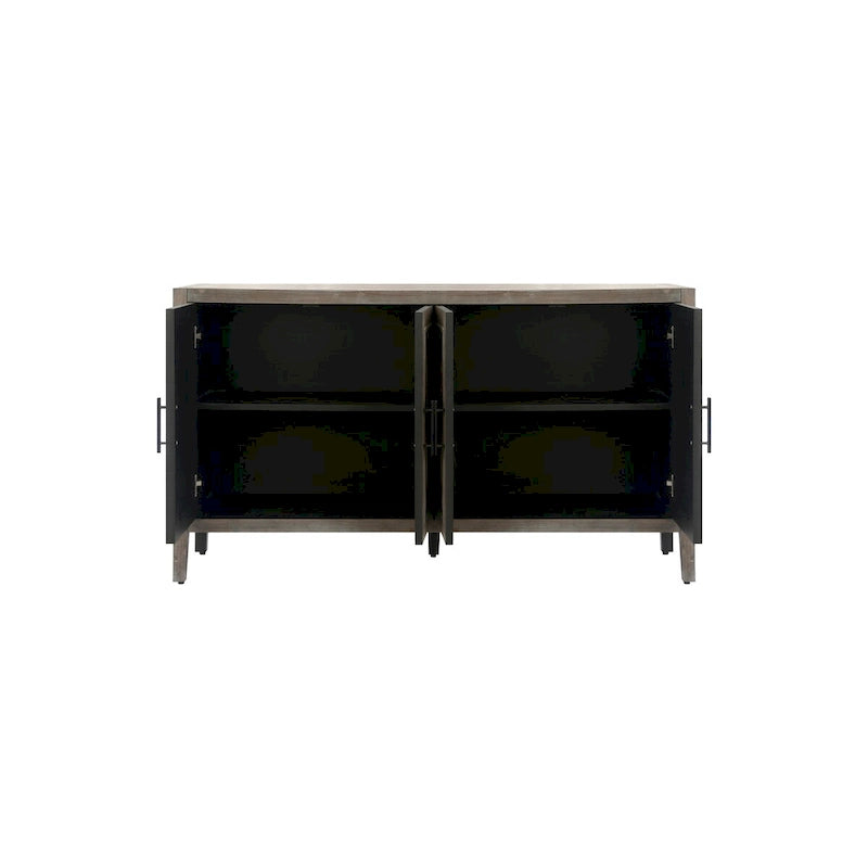 Madia in Legno a 4 Ante con Tessitura Spigata, Mobiletto Vintage American Country