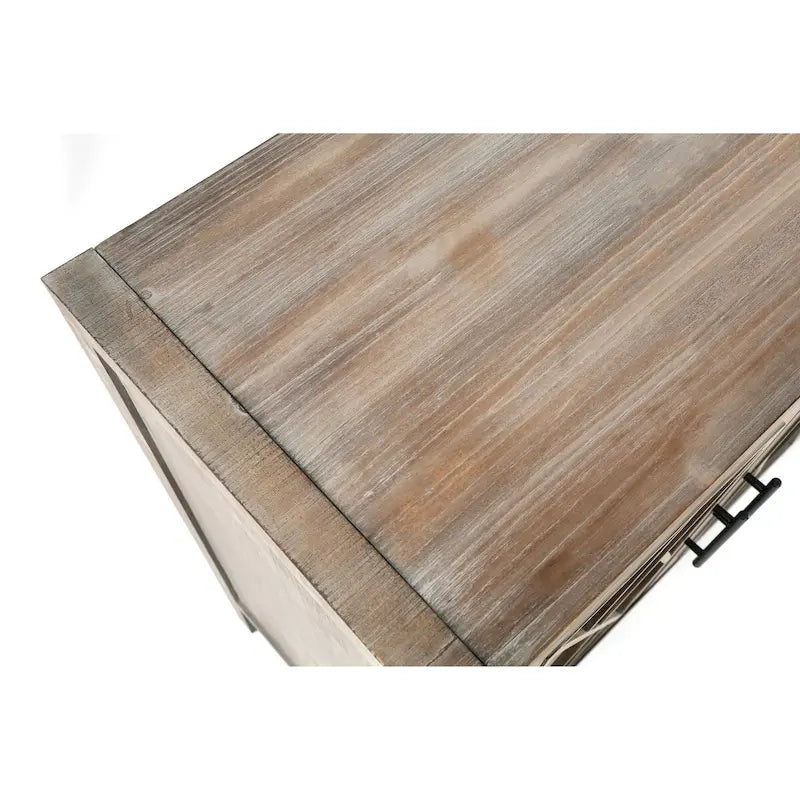 Madia in Legno a 4 Ante con Tessitura Spigata, Mobiletto Vintage American Country