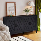 Madia in Legno a 4 Ante con Tessitura Spigata, Mobiletto Vintage American Country