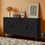 Madia in Legno a 4 Ante con Tessitura Spigata, Mobiletto Vintage American Country