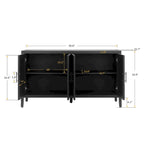 Madia in Legno a 4 Ante con Tessitura Spigata, Mobiletto Vintage American Country