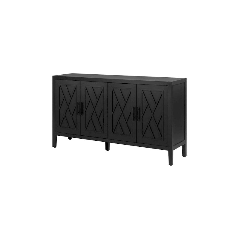 Madia in Legno a 4 Ante con Tessitura Spigata, Mobiletto Vintage American Country