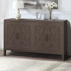 Madia in Legno a 4 Ante con Tessitura Spigata, Mobiletto Vintage American Country