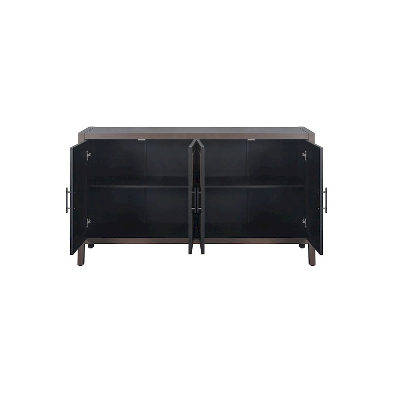 Madia in Legno a 4 Ante con Tessitura Spigata, Mobiletto Vintage American Country