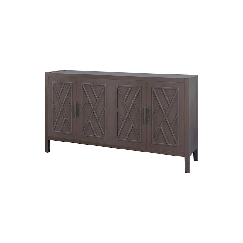 Madia in Legno a 4 Ante con Tessitura Spigata, Mobiletto Vintage American Country