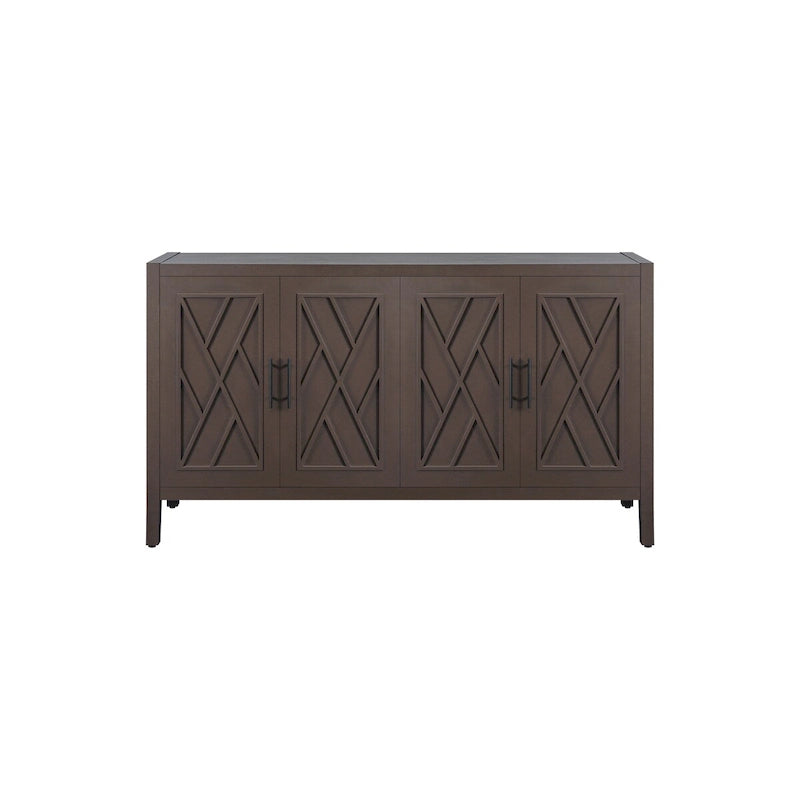 Madia in Legno a 4 Ante con Tessitura Spigata, Mobiletto Vintage American Country