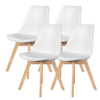 Set di 4 sedie da pranzo laterali in pelle PU con gambe in legno