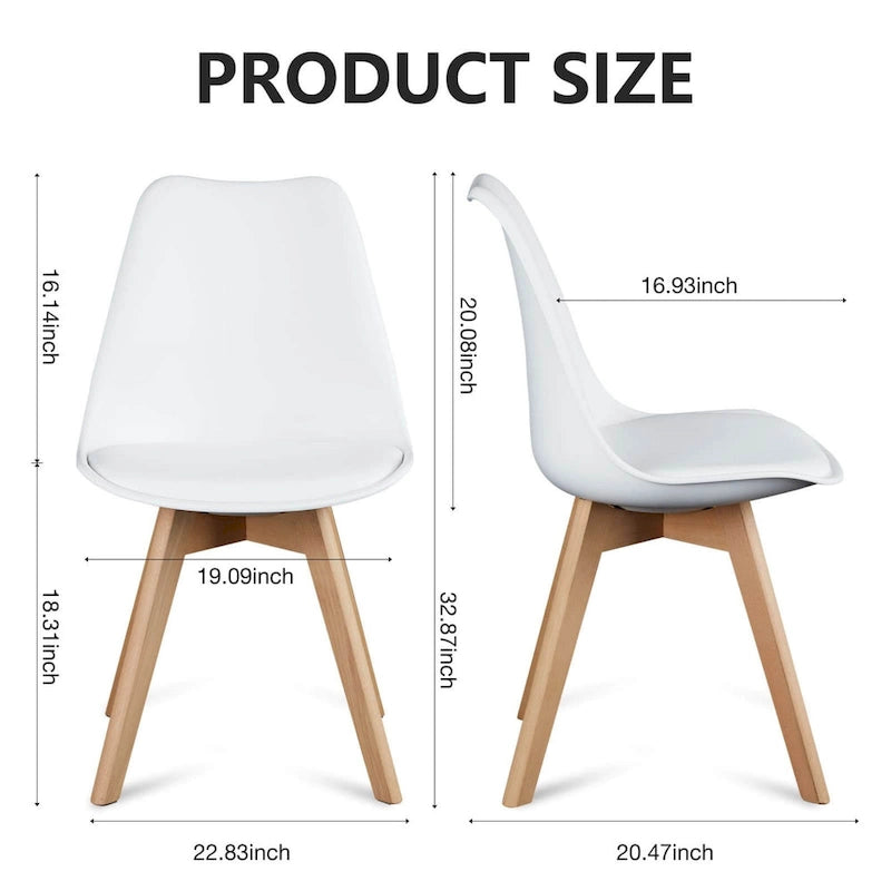 Set di 4 sedie da pranzo laterali in pelle PU con gambe in legno