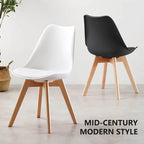 Set di 4 sedie da pranzo laterali in pelle PU con gambe in legno