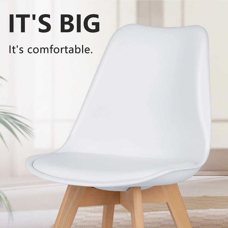Set di 4 sedie da pranzo laterali in pelle PU con gambe in legno