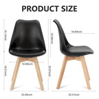 Set di 4 sedie da pranzo laterali in pelle PU con gambe in legno