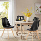 Set di 4 sedie da pranzo laterali in pelle PU con gambe in legno