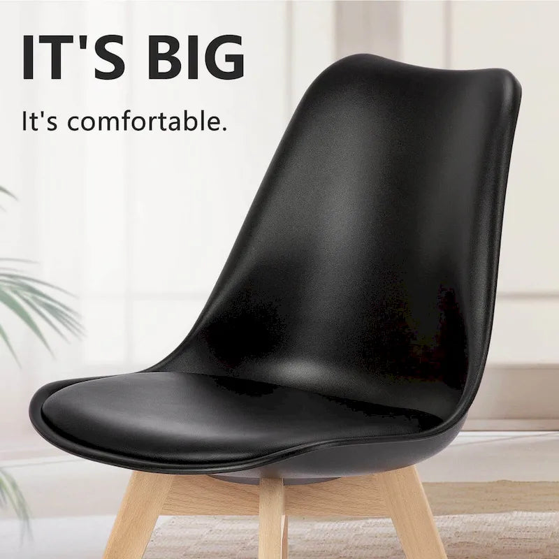 Set di 4 sedie da pranzo laterali in pelle PU con gambe in legno
