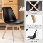 Set di 4 sedie da pranzo laterali in pelle PU con gambe in legno