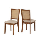 Chaises de salle à manger Eleanor en lin beige et rotin (lot de 2) par iNSPIRE Q Classic