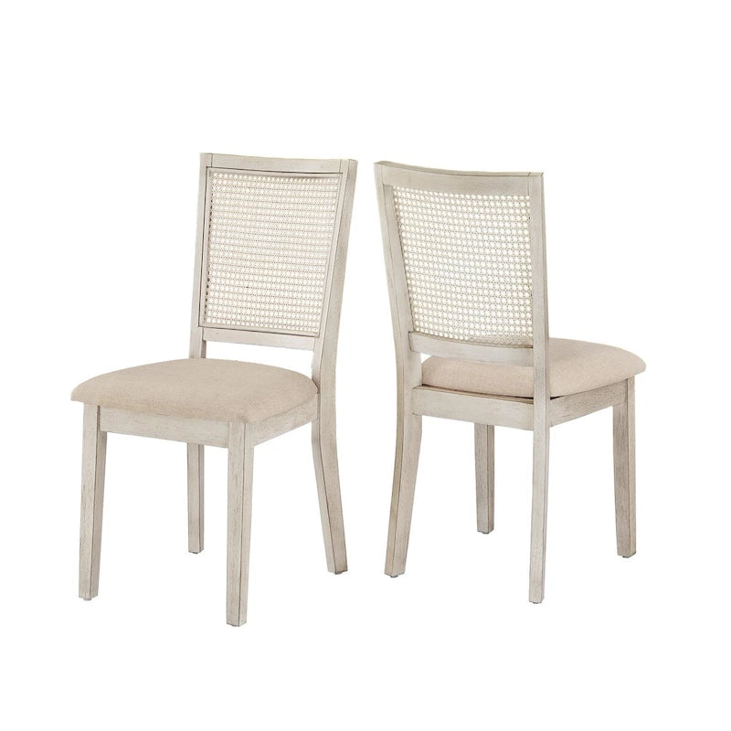 Chaises de salle à manger Eleanor en lin beige et rotin (lot de 2) par iNSPIRE Q Classic