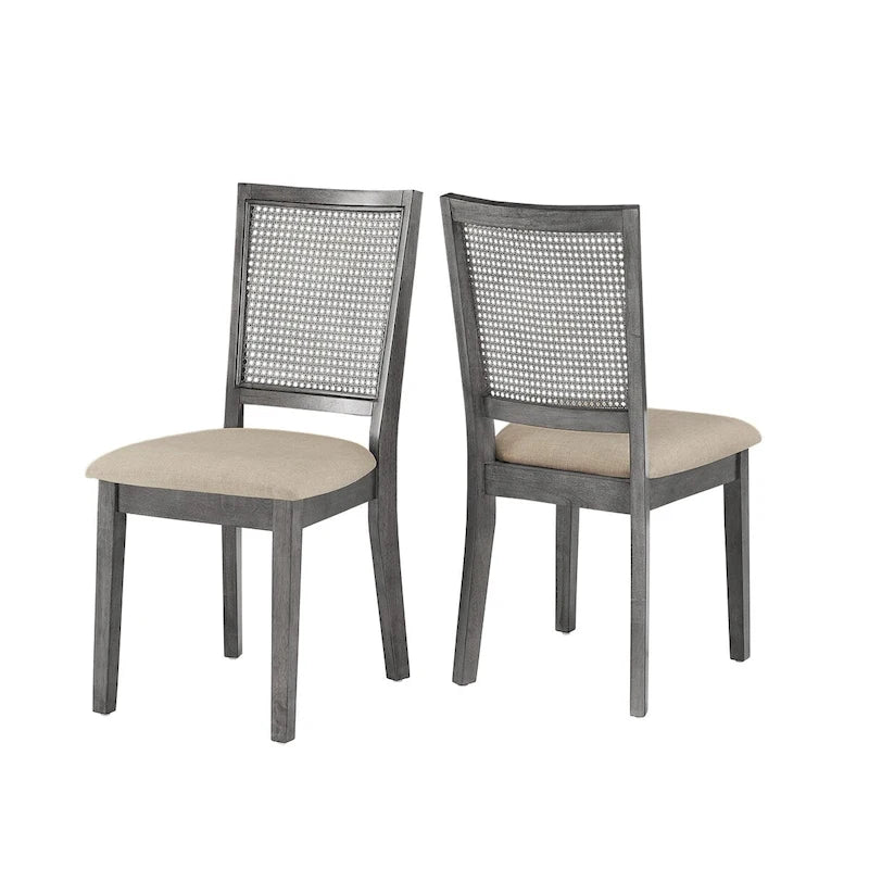 Chaises de salle à manger Eleanor en lin beige et rotin (lot de 2) par iNSPIRE Q Classic