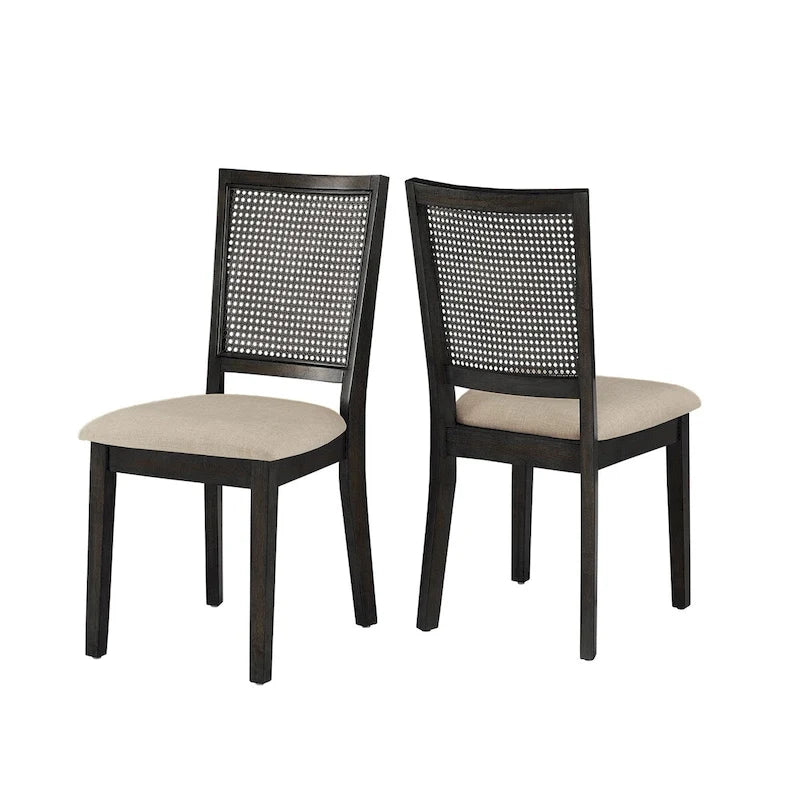 Chaises de salle à manger Eleanor en lin beige et rotin (lot de 2) par iNSPIRE Q Classic