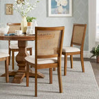 Chaises de salle à manger Eleanor en lin beige et rotin (lot de 2) par iNSPIRE Q Classic