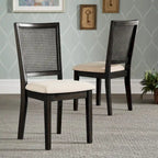 Chaises de salle à manger Eleanor en lin beige et rotin (lot de 2) par iNSPIRE Q Classic