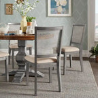 Chaises de salle à manger Eleanor en lin beige et rotin (lot de 2) par iNSPIRE Q Classic