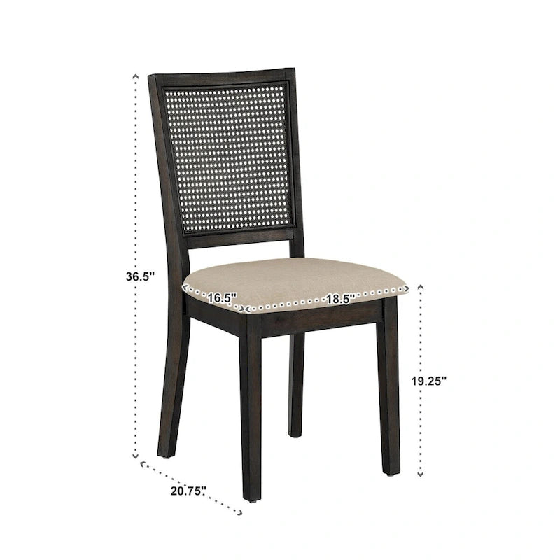 Chaises de salle à manger Eleanor en lin beige et rotin (lot de 2) par iNSPIRE Q Classic