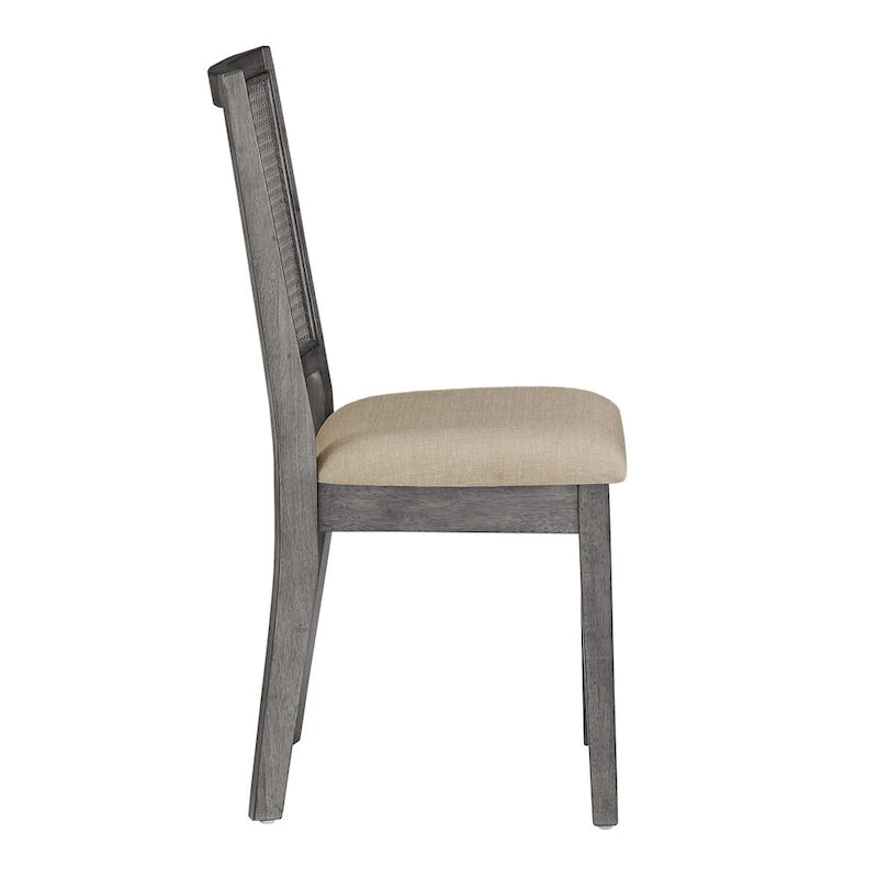 Chaises de salle à manger Eleanor en lin beige et rotin (lot de 2) par iNSPIRE Q Classic