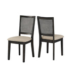 Chaises de salle à manger Eleanor en lin beige et rotin (lot de 2) par iNSPIRE Q Classic